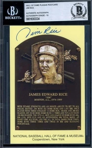 Jim Rice Gem Mint 10 Beckett BAS Signed Gold Hall of Fame Plaque Postcard Auto - Picture 1 of 2