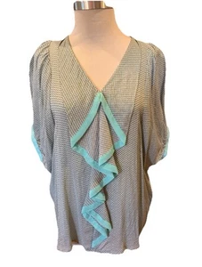 New $69 Blue Elephant Blouse Boutique Soft Romance Flowy Ruffle Dainty Sz Medium - Picture 1 of 12