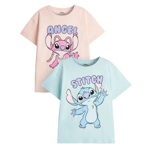 Lilo & Stitch Girls Stitch & Angel Short-Sleeved T-Shirt (Pack of 2) (NS8815) - Picture 1 of 6