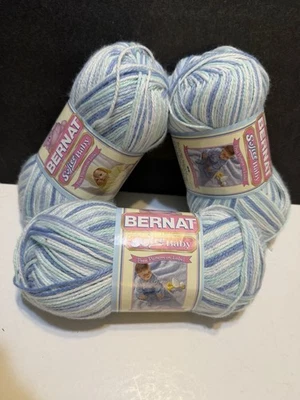 Lot Of 3 BERNAT  SOFTEE BABY YARN Blue/white/multicolor, His Jeans Ombré - Image 1 of 4