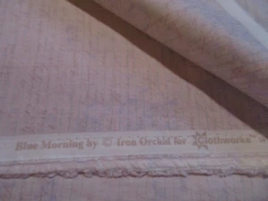 Blue Morning Cotton Fabric by Clothworks Lot of 2 Pieces Writing Words - Picture 1 of 2