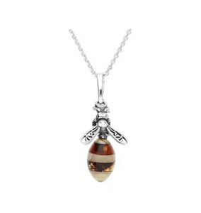 Colgante de abeja ámbar piedra preciosa marquesa 925 plata esterlina - Imagen 1 de 2