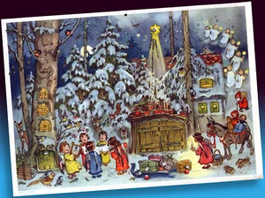 SCHÖNER ALTER ADVENTSKALENDER FRITZ BAUMGARTEN KORSCH 385 STERNSINGER 1950er - Bild 1 von 2
