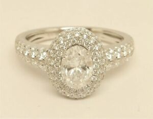*SETTING ONLY* 1.5 CARAT PLATINUM DIAMOND ENGAGEMENT RING MOUNTING FOR 1 CT OVAL