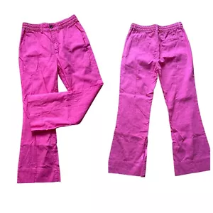 NWT $99 Habitual Pink Flambe Pintuck Flared Linen Cotton Blend Pants - Sz 6/28 - Picture 1 of 4