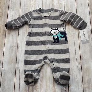 Carter's Baby Boys Footed Fleece Husky Dog Coverall - NWT - Picture 1 of 6