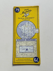 Vintage Carte Michelin Paper Map. no 79, Bordeaux-Montauban, 1950's-60's approx - Picture 1 of 1