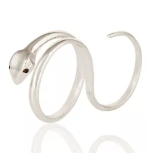 Smoky Quartz Gemstone Adjustable Snake Ring, Silver Fashion Jewelry - Picture 1 of 3