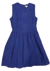GAP Bright Blue Dress in Textured Pattern 100% Cotton Size 2. High Neck Zip Back - Picture 1 of 10