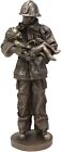 Ebros Fireman Fire Fighter Holding Child Decorative Figurine 12"H Resin Hero