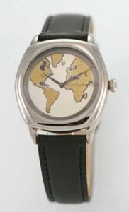 Orologio Fossil Da Uomo Acciaio Inox Argento Pelle Nera Globo Batteria Quarzo - Foto 1 di 3
