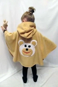 Toddler Children Girls Hooded Teddy Bear Patch Cape Poncho Coat Jacket Outfit - Picture 1 of 2