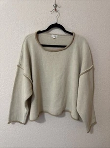 POL Oversized Sweater Wool Blend Exposed Seam Roll Edge Slouchy Boxy Slob Sz L - Picture 1 of 9