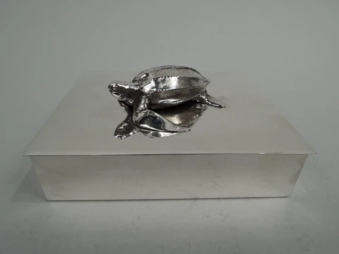 Tiffany Box 23327 Midcentury Modern Turtle Finial American Sterling Silver Cover