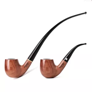 Pipa de tallo largo Churchwarden hecha a mano pipa de madera para fumar con 2 tallos - Imagen 1 de 12
