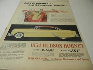 Vintage 1954 Hudson Hornet Wasp & Jet 1950s Man Cave Old Car Print Ad 5G3 - Picture 1 of 3
