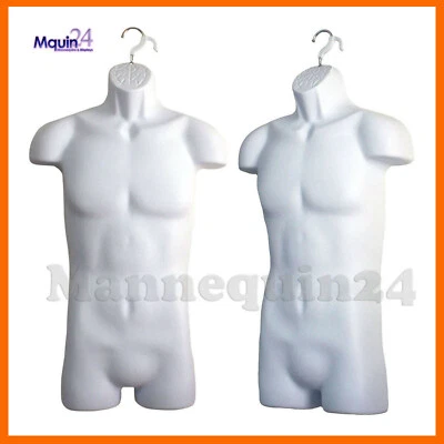 One White Male Mannequin Dress Torso Display Size S-M Clothing Hanging Men Form  - Image 1 of 3