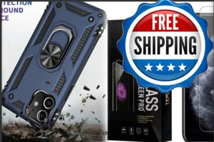 PAQUETE Funda Teléfono iPhone12 Anillo Soporte Soporte Metal con Vidrio Templado - Imagen 1 de 5