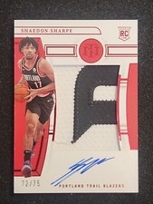 2022-23 Panini National Treasures Shaedon Sharpe True RPA Rookie Patch Auto /75