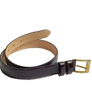 Brooks Brothers 1” Leather Belt Women’s S Fits Waist 24”- 28” Embossed Brown USA - Picture 1 of 14