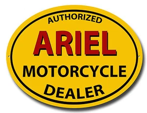 AUTHORIZED ARIEL MOTORCYCLE DEALER OVAL METAL SIGN.VINTAGE MOTORCYCLES. - Picture 1 of 1