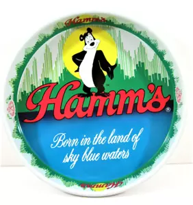 Bandeja Oso de Cerveza de Hamm's Tierra del Cielo Aguas Azules Logotipo Cerveza Dist Stock Mn - Imagen 1 de 2