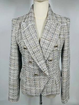 Zara Double Breasted Textured Tweed Blazer Jacket - Size Small - Image 1 of 4