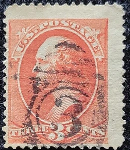 1887 US 3 Cent Washington Stamp Used F/VF, SC#214 CV$50 - Picture 1 of 2