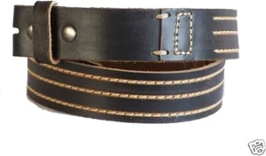 BUCKLE BELT BLACK FULL LEATHER STPL/90 - Picture 1 of 1