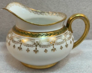 J.P.L. Jean Pouyat Limoges Francia Bone China Crema Wanamaker Borde Dorado c1910 - Imagen 1 de 10