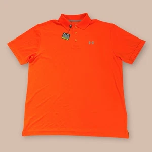 Under Armour Mens XL Orange HeatGear Polo Shirt Short Sleeve Golf Athletic NEW - Picture 1 of 7