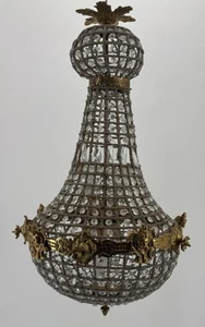 Casa Padrino Barock Kristall Kronleuchter Antik Messing H. 73 cm Barock Leuchten - Bild 1 von 2