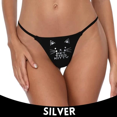 女士浪漫丁字裤内裤-滑稽猫设计-性感新奇礼物 18+ — 第 1/4 张图片