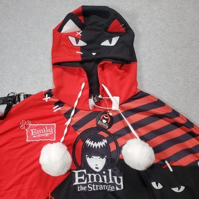 Emily The Strange X Micotaku Hooded Plush Hem Cloak Cape Halloween Goth Cosplay - Image 1 of 4