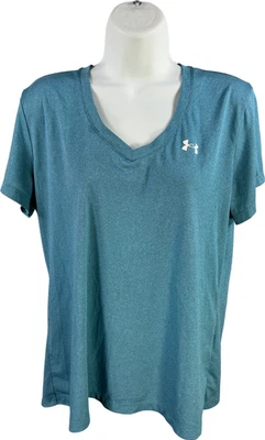 Under Armour Women’s Blue Tech V-Neck Short Sleeve Loose Fit Athletic Shirt - L - Image 1 of 4