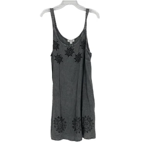 Daisy Island Sommerkleid MEDIUM anthrazit grau schwarz Blumen Pailletten Boho Resort - Bild 1 von 13