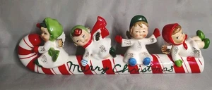 Vintage LEFTON Christmas Ceramic Angels Ride Candy Cane - Picture 1 of 19