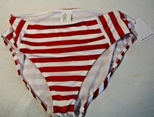 Gibson Latimer Dillards Bikinihose volle Abdeckung hoher Bund rot Streifen Medium - Bild 1 von 9