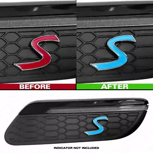 MINI F55 F56 F57 Cooper S LCI 2 Side S Accent Decal Overlay Sticker - Light Blue - Picture 1 of 1