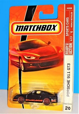 Matchbox 2009 Sports Cars Series #20 Porsche 911 GT3 Black w/ Red Wheels - Image 1 of 2