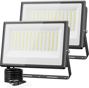 150W LED Flood Light, Super Bight 13500LM outside LED Work Light Plug In, 6500K - Picture 1 of 6