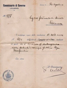 1910 SVIZZERA LOCARNO COMISSARIO DI GOVERNO - Foto 1 di 1