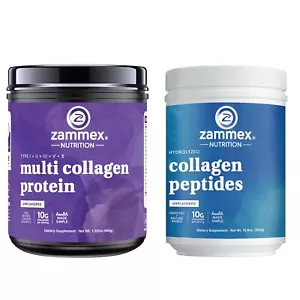 Zammex Hydrolyzed Collagen Peptides & Multi Collagen Protein Powder Unflavored - Picture 1 of 17
