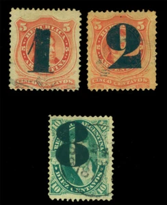 ARGENTINA 1877 Surcharges set Scott# 30-32 used - Picture 1 of 2