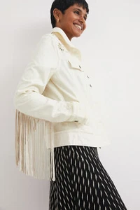 Santa Monica cremefarbene Fransenjacke im westlichen Stil Desigual Style 22SWED09 - Bild 1 von 6