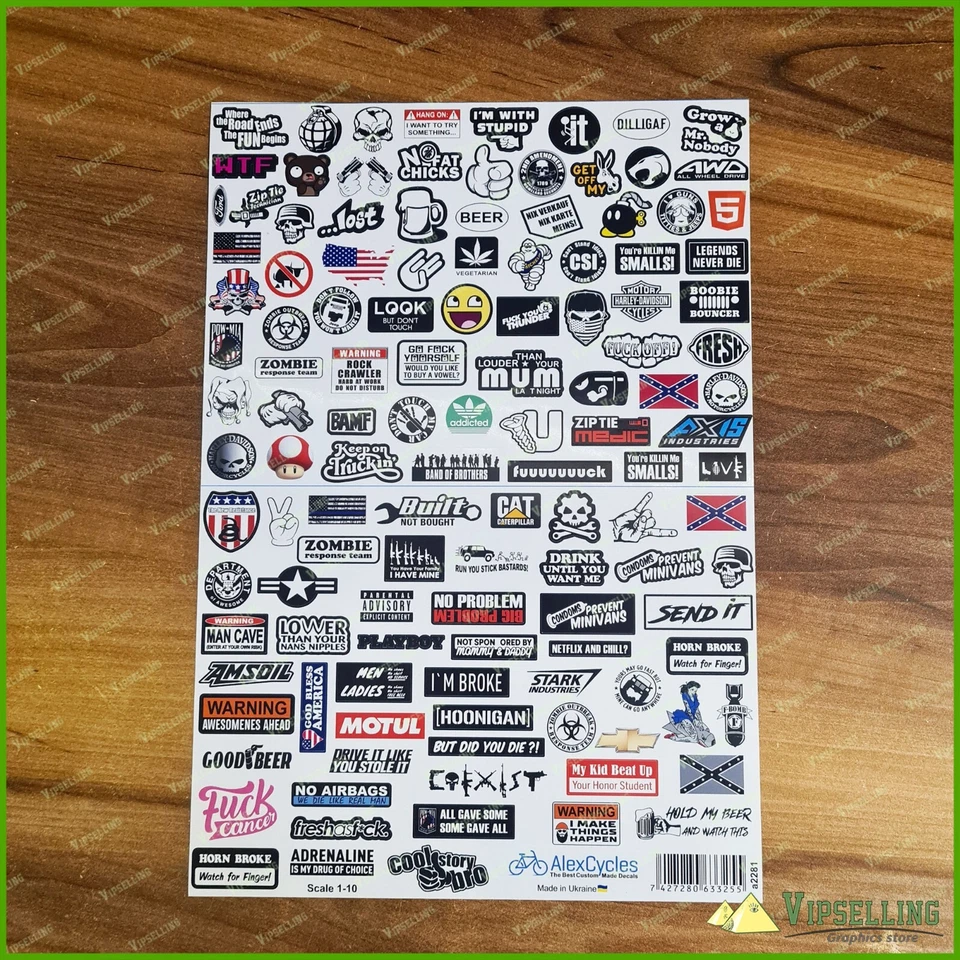 Axial SCX24 Traxxas Arrma TRX4M RC Bronco Losi Racing 1/10 Scale 126 Stickers - Image 1 of 1