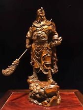 Chinese Natural Boxwood Hand carved Exquisite Guan Yu Statue  93205