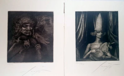 2 Stk. Originalradierungen, Ernst Fuchs (1930 - 2015), "Monographie 1975 - 1976" - Bild 1 von 4