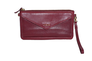 LODIS Leather Organizer Small Wallet/Wristlet bag Berry Red