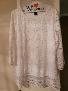 Investments Petites shirt with crochet lace outer layer Size XL - Picture 1 of 3